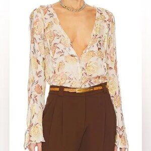 Free People  everything’s rosy bodysuit in tea combo  ivory